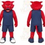 Red Cat Mascot Costume with Custom Logo