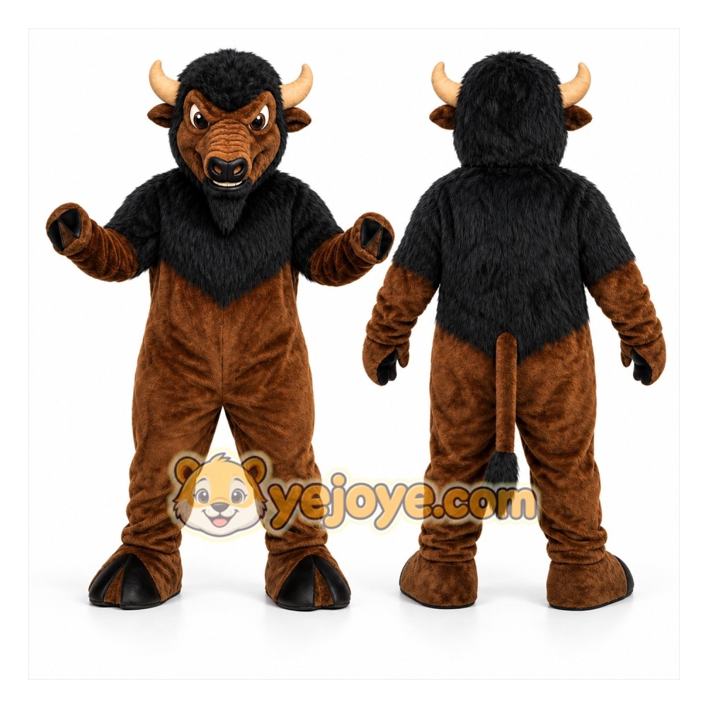 Brown Bull Mascot Costume with Custom Logo Brown Bull Mascot Costume with Custom Logo