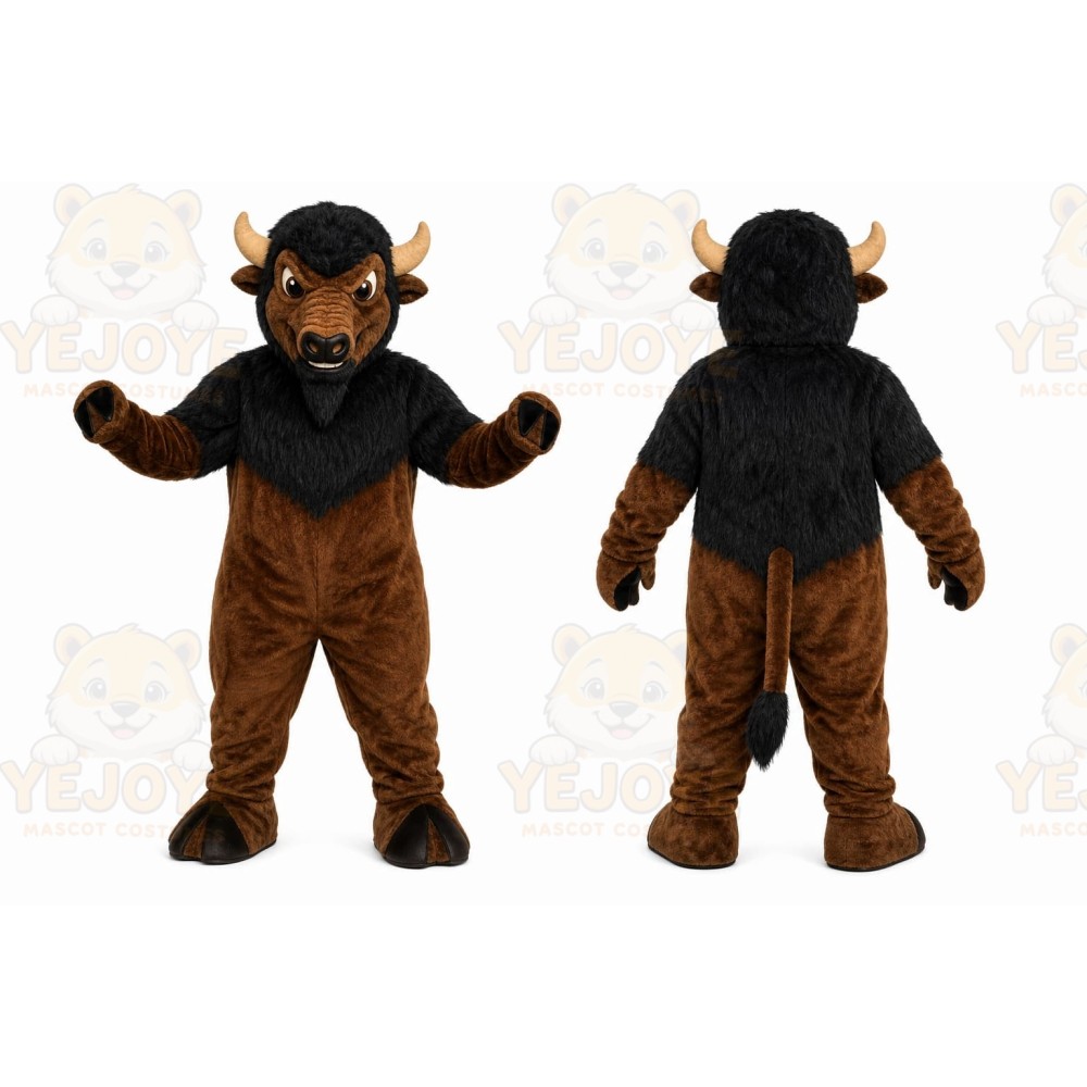 Brown Bull Mascot Costume with Custom Logo