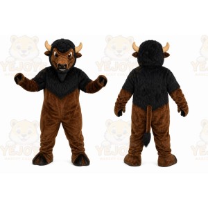 Brown Bull Mascot Costume with Custom Logo