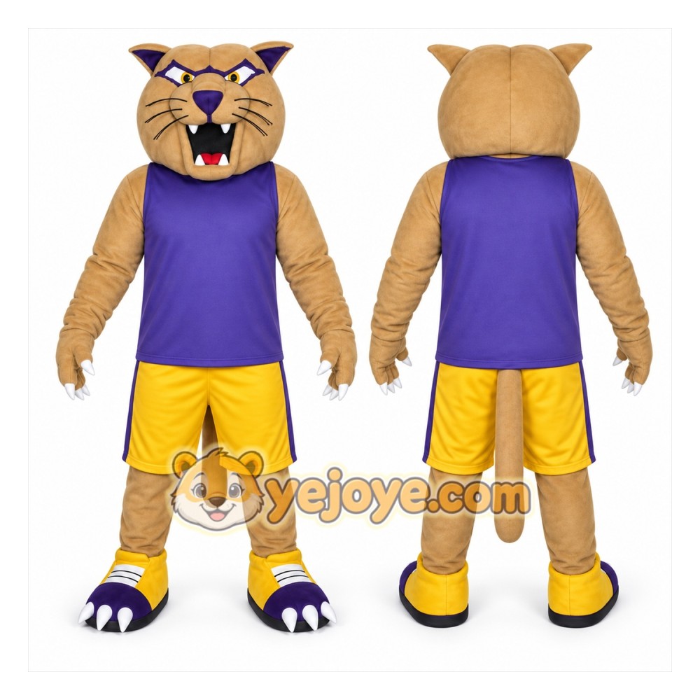 Tan Cat Mascot Costume with Custom Logo Tan Cat Mascot Costume with Custom Logo