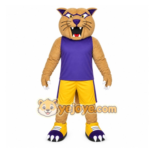 Tan Cat Mascot Costume with Custom Logo Tan Cat Mascot Costume with Custom Logo
