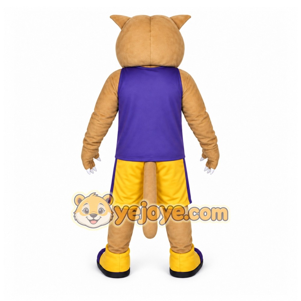 Tan Cat Mascot Costume with Custom Logo Tan Cat Mascot Costume with Custom Logo