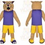 Tan Cat Mascot Costume with Custom Logo