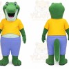 Green Dinosaur Mascot Costume with Custom Logo