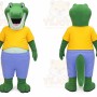 Green Dinosaur Mascot Costume with Custom Logo