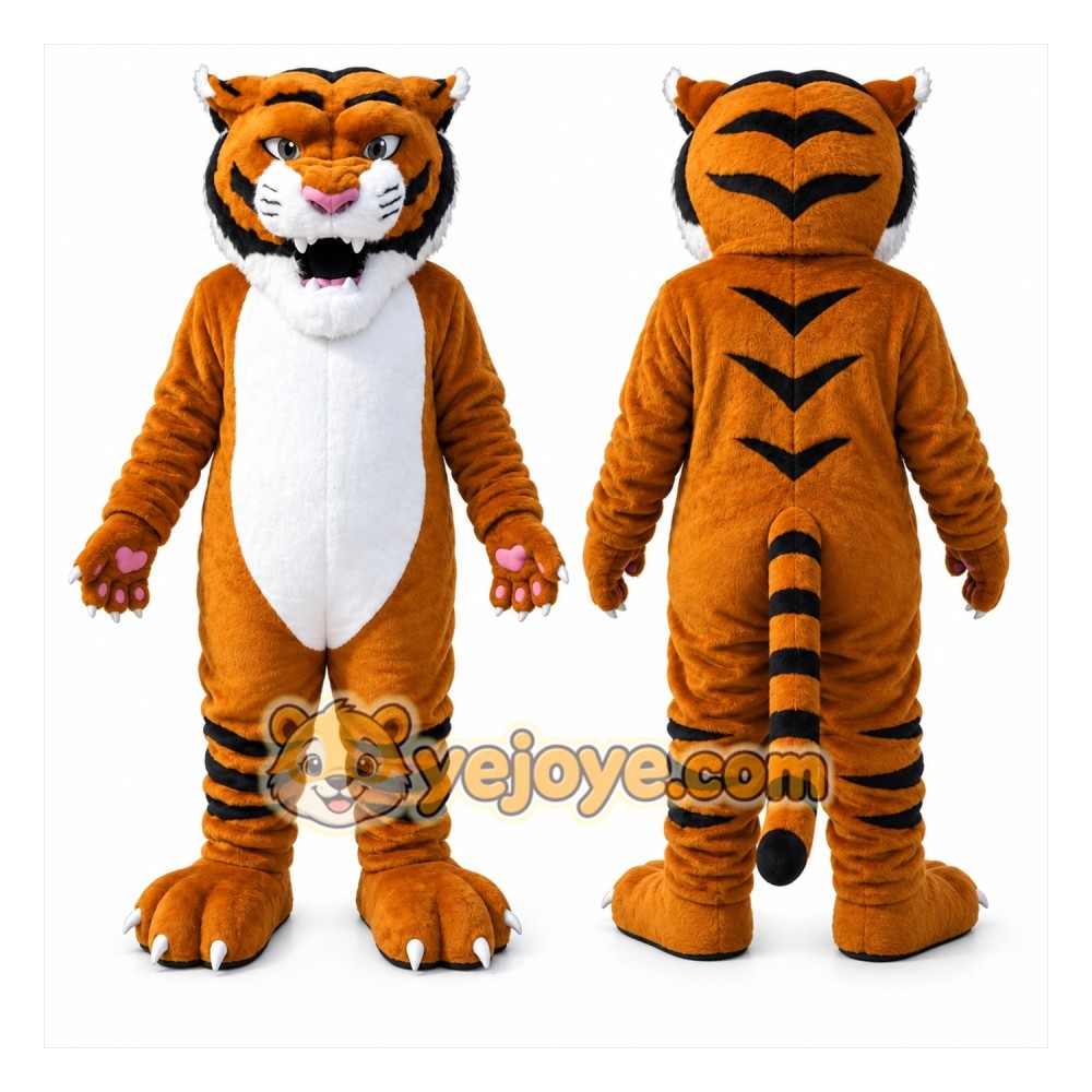 Orange Tiger Mascot Costume with Custom Logo Orange Tiger Mascot Costume with Custom Logo