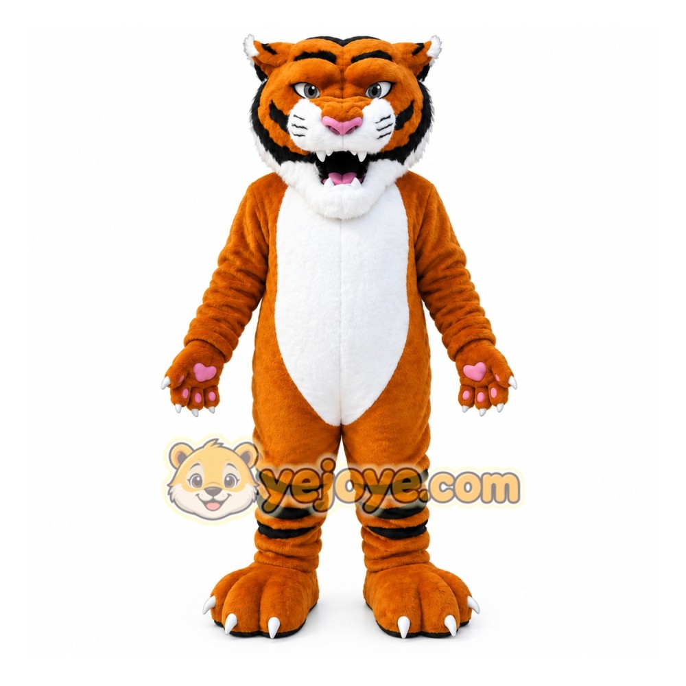 Orange Tiger Mascot Costume with Custom Logo Orange Tiger Mascot Costume with Custom Logo