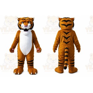Orange Tiger Mascot Costume with Custom Logo