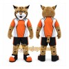 Tan Wildcat Mascot Costume with Custom Logo