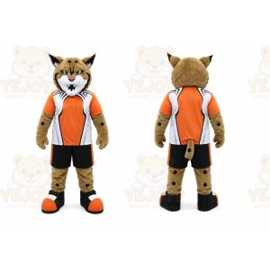 Tan Wildcat Mascot Costume with Custom Logo