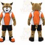Tan Wildcat Mascot Costume with Custom Logo
