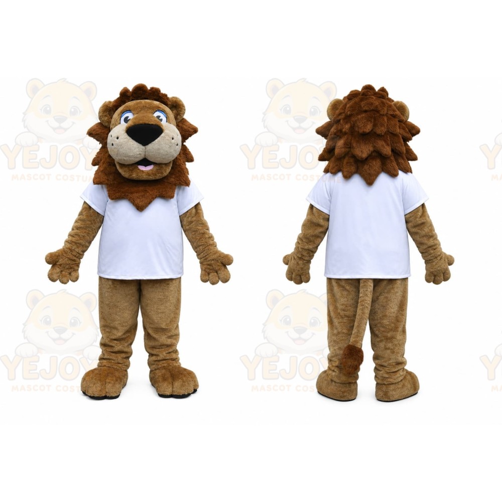 Brown Lion Mascot Costume with Custom Logo