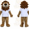 Brown Lion Mascot Costume with Custom Logo