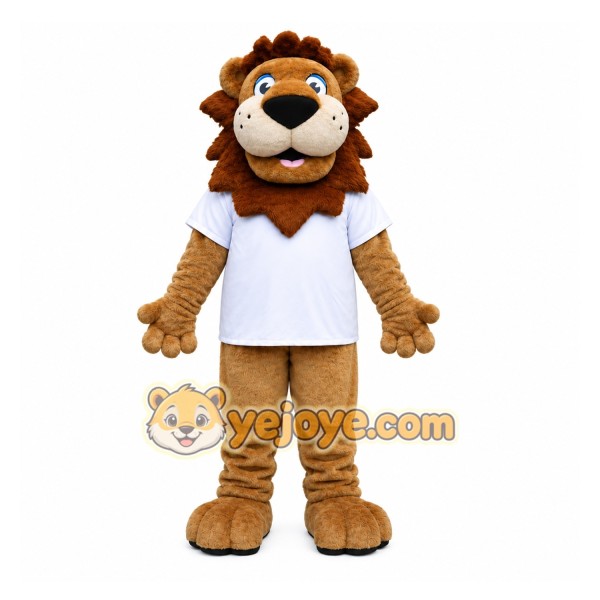 Brown Lion Mascot Costume with Custom Logo