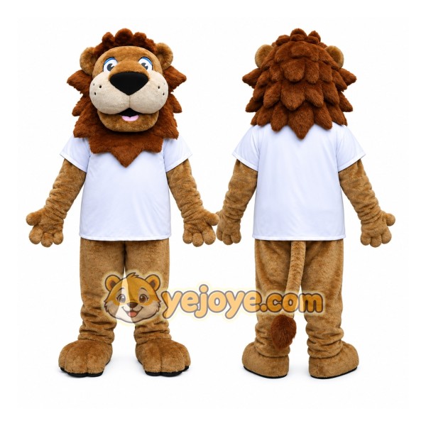 Brown Lion Mascot Costume with Custom Logo