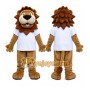 Brown Lion Mascot Costume with Custom Logo