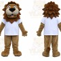 Brown Lion Mascot Costume with Custom Logo