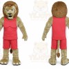 Brown Lion Mascot Costume with Custom Logo