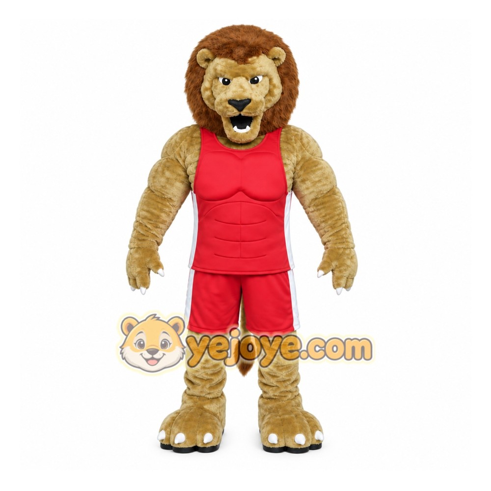 Brown Lion Mascot Costume with Custom Logo