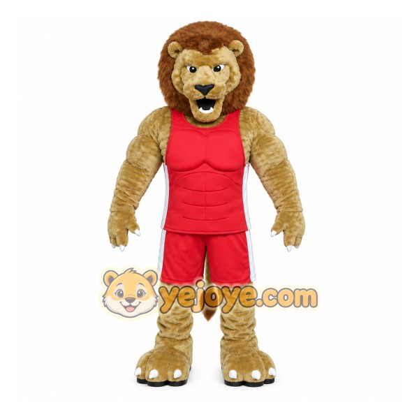 Brown Lion Mascot Costume with Custom Logo