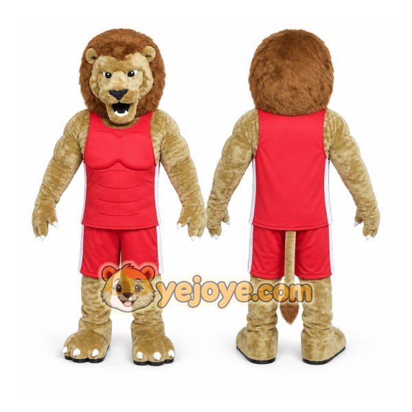Brown Lion Mascot Costume with Custom Logo