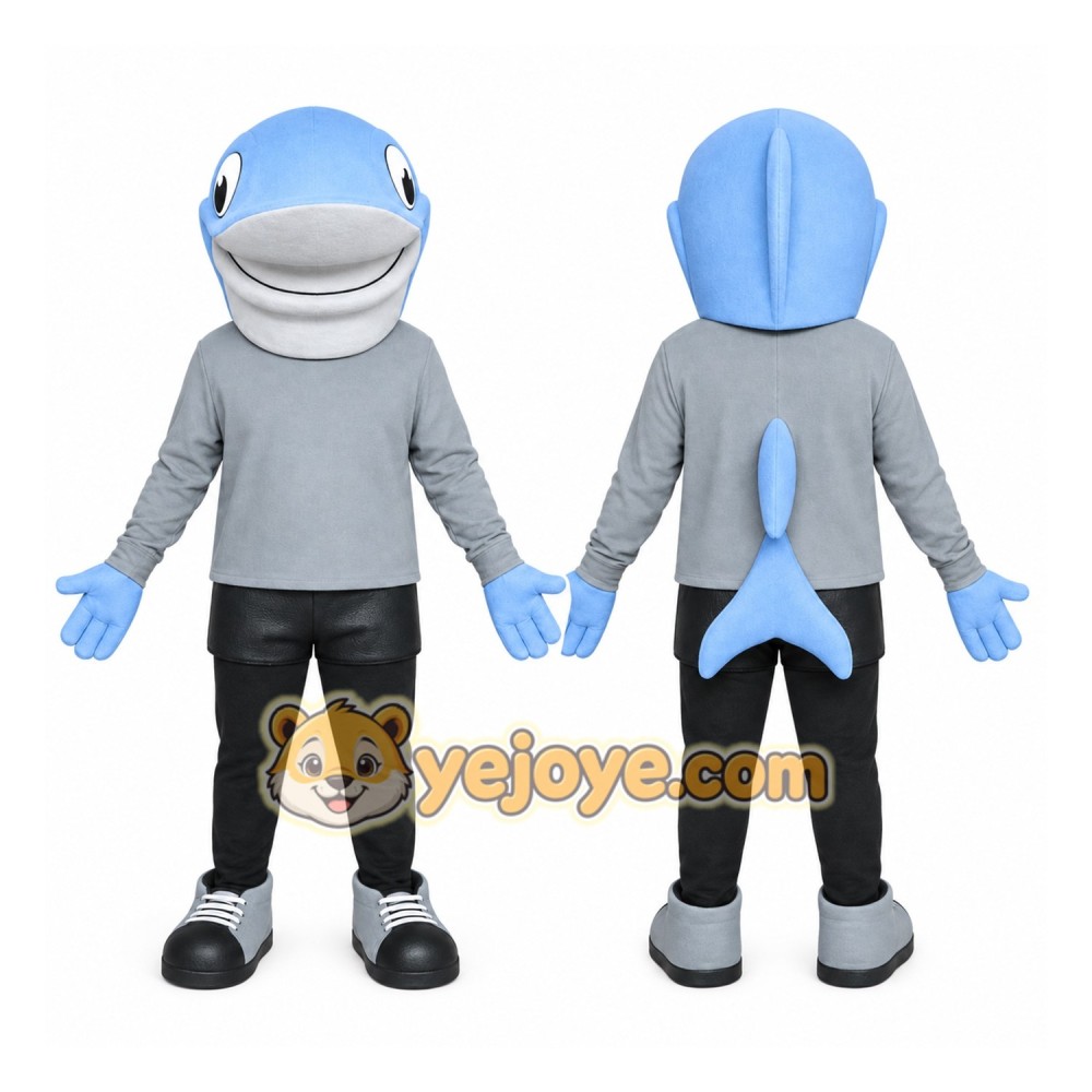 Blue Dolphin Mascot Costume with Custom Logo Blue Dolphin Mascot Costume with Custom Logo