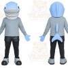 Blue Dolphin Mascot Costume with Custom Logo