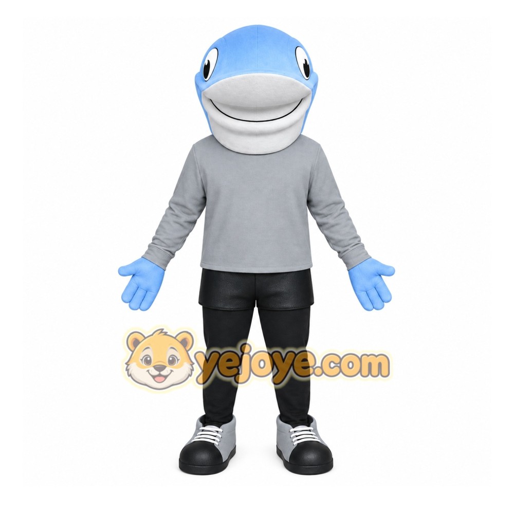 Blue Dolphin Mascot Costume with Custom Logo Blue Dolphin Mascot Costume with Custom Logo
