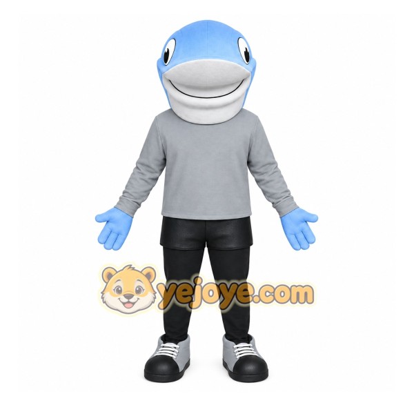Blue Dolphin Mascot Costume with Custom Logo Blue Dolphin Mascot Costume with Custom Logo