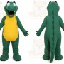 Green Dinosaur Mascot Costume with Custom Logo