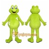 Green Frog Mascot Costume with Custom Logo