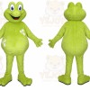 Green Frog Mascot Costume with Custom Logo