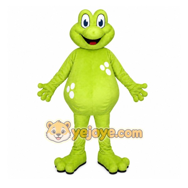 Green Frog Mascot Costume with Custom Logo Green Frog Mascot Costume with Custom Logo
