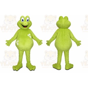 Green Frog Mascot Costume with Custom Logo