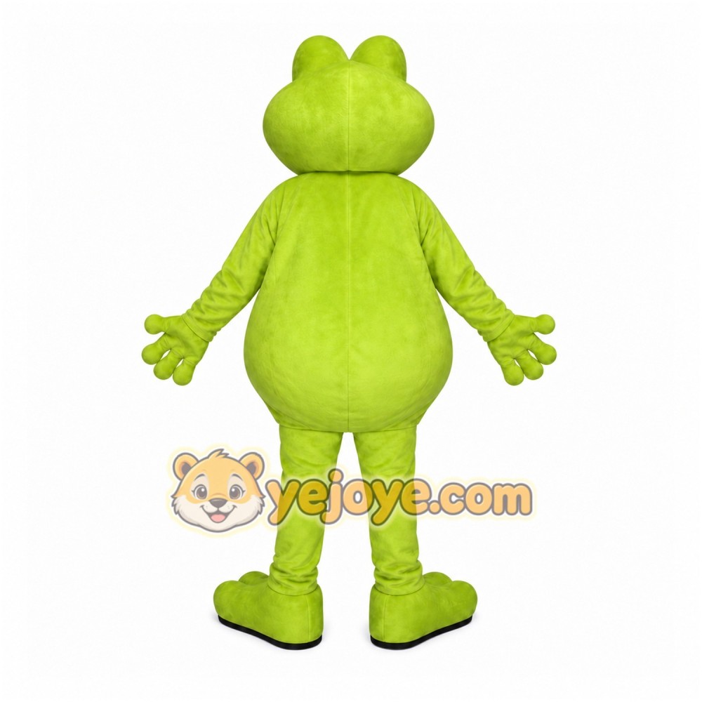 Green Frog Mascot Costume with Custom Logo