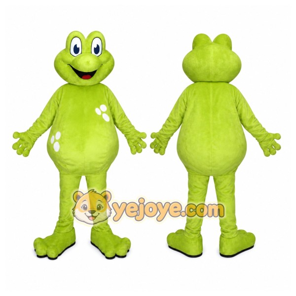 Green Frog Mascot Costume with Custom Logo