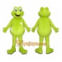 Green Frog Mascot Costume with Custom Logo