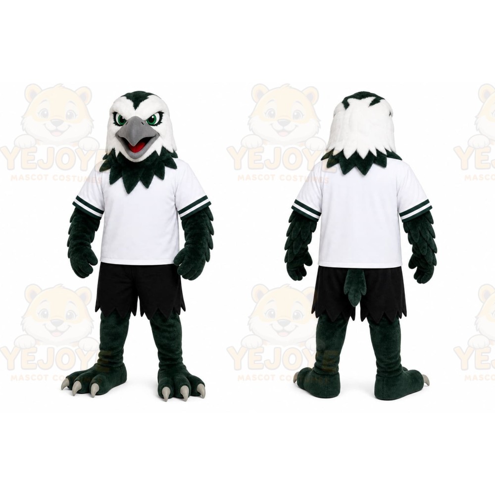 Black Eagle Mascot Costume with Custom Logo