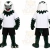 Black Eagle Mascot Costume with Custom Logo