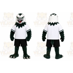 Black Eagle Mascot Costume with Custom Logo