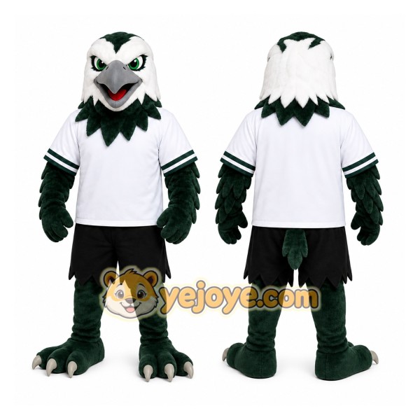 Black Eagle Mascot Costume with Custom Logo