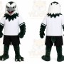 Black Eagle Mascot Costume with Custom Logo