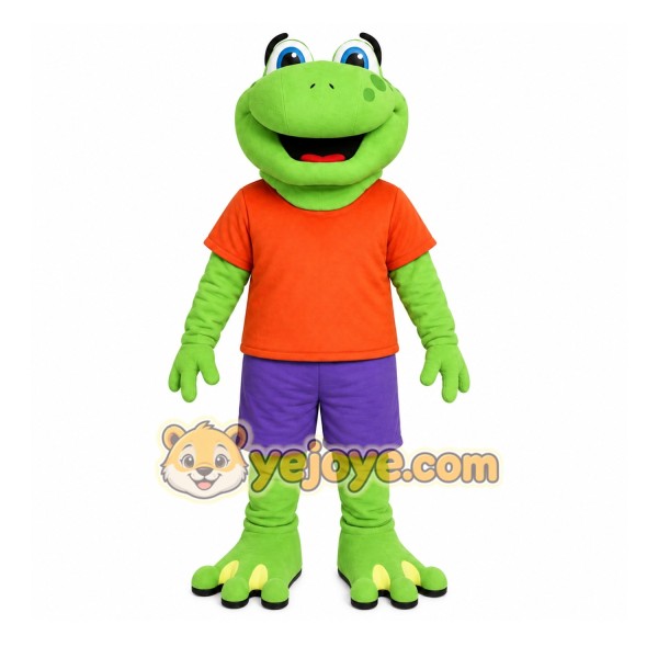 Green Frog Mascot Costume with Custom Logo Green Frog Mascot Costume with Custom Logo