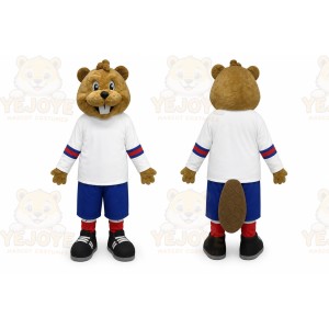Brown Beaver Mascot Costume with Custom Logo