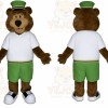 Brown Bear Mascot Costume with Custom Logo