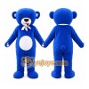 Blue Bear Mascot Costume with Custom Logo