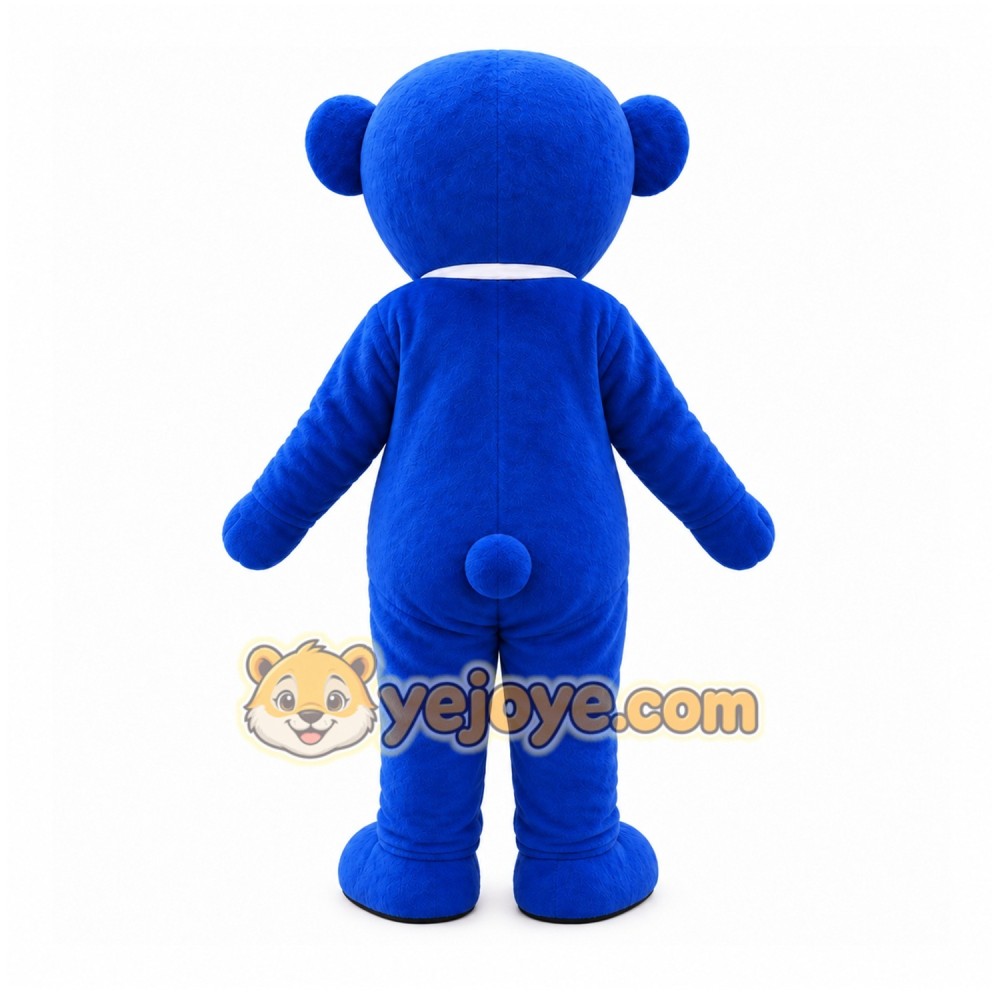 Blue Bear Mascot Costume with Custom Logo