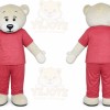 Blue Bear Mascot Costume with Custom Logo
