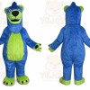 Blue Bear Mascot Costume with Custom Logo